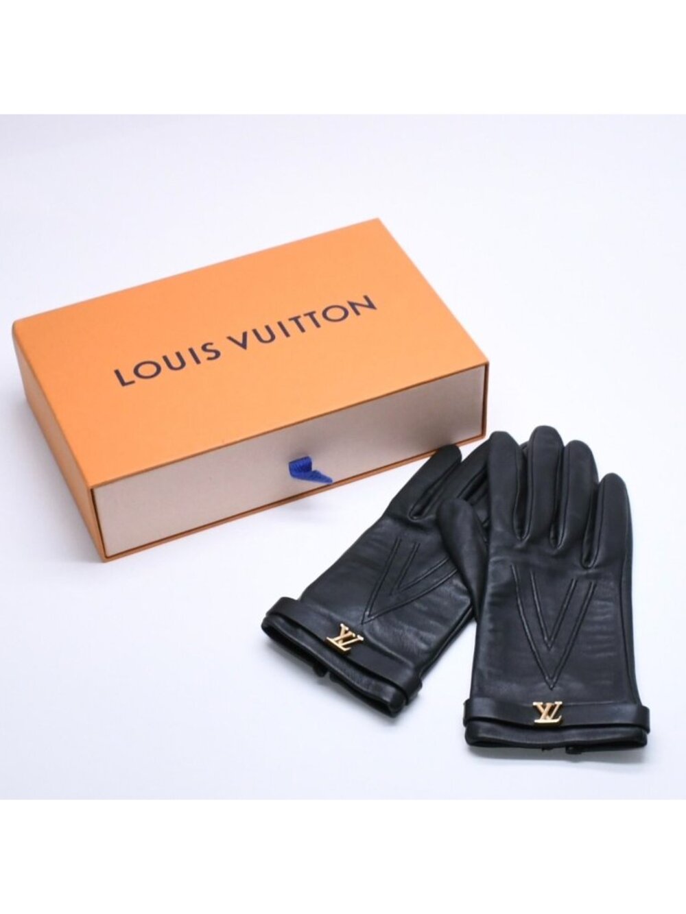 Louis Vuitton Gloves Black Lambskin Leather Gold
